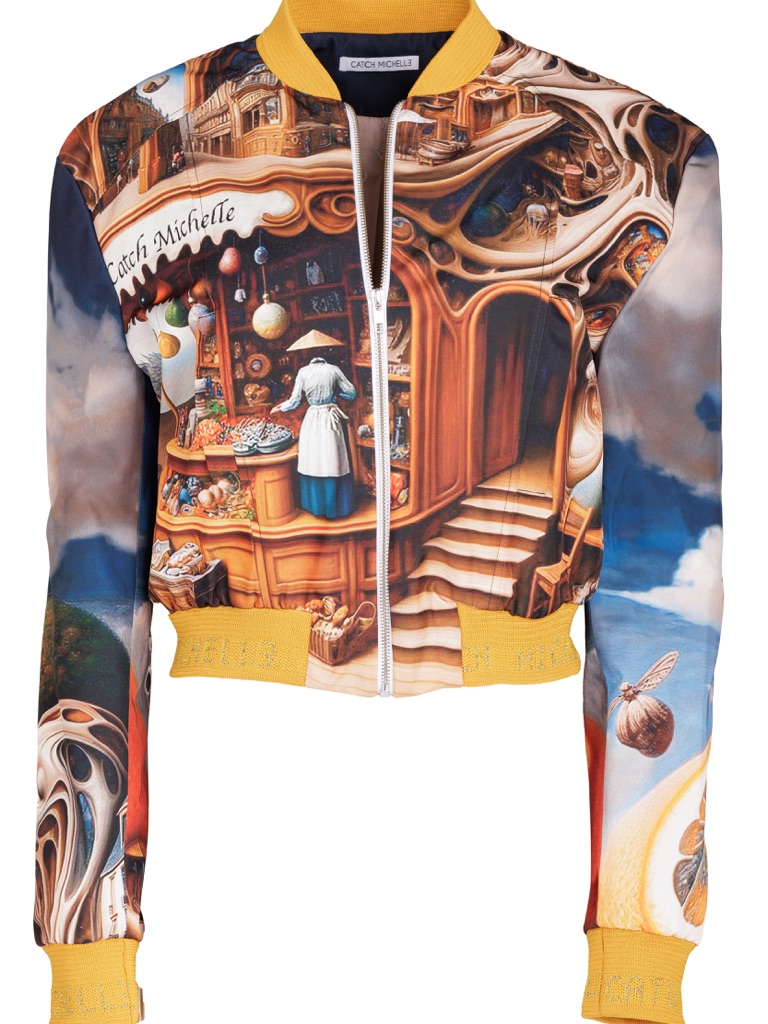 Catch Michelle Surreal Cropped Bomber Jacket